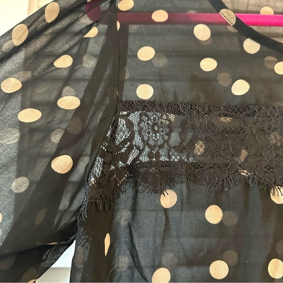 ⭐️Forever 21 sheer black and gold polkadot blouse - Picture 7 of 8